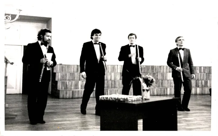Lietuvos nacionalinio simfoninio orkestro fleitistai. V. Višinskas, A. Treikauskas, V. Gelgotas, D. Gedvilas. 1991 m