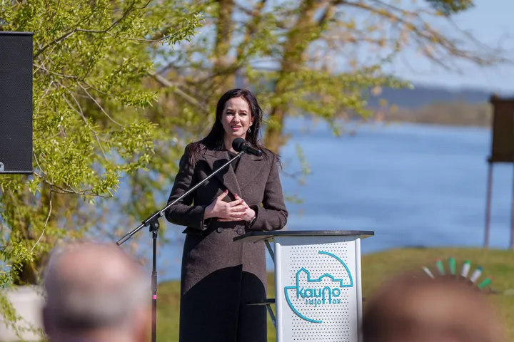 Zapyškio prieplaukos statybų pradžios kapsulės įkasimas / R. Tenio nuotr.