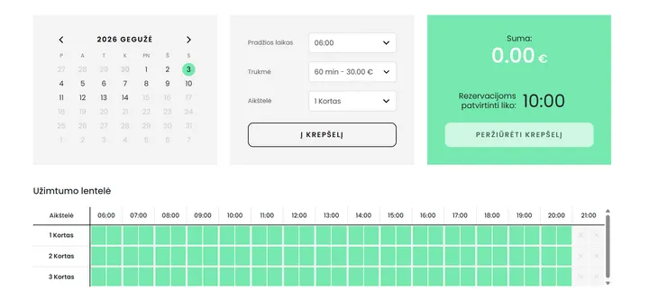 Teniso kortų rezervacija