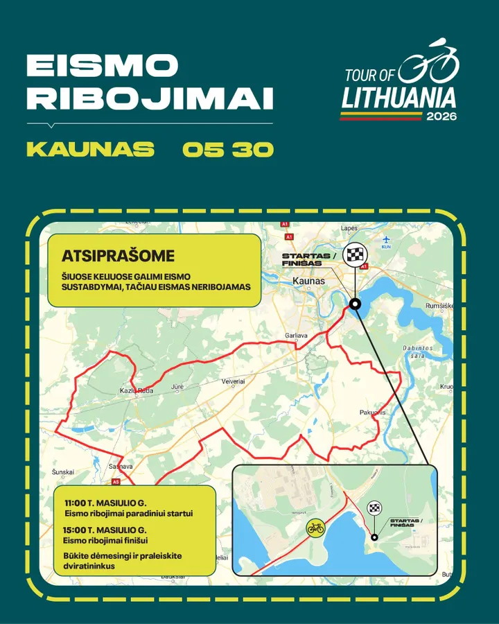 Eismo ribojimai „Tour of Lithuania“ varžybų metu / Organizatorių nuotr.