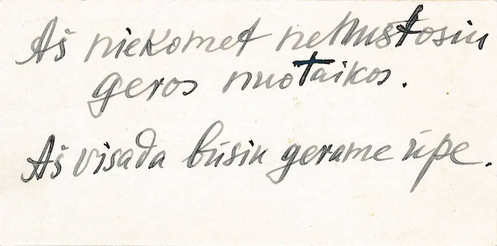 Kompozitoriaus J. Gruodžio savitaigos kortelė, XX a. 4 deš. / Kauno miesto muziejaus nuotr.