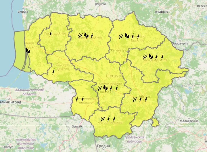 Įspėjimas dėl pavojingų reiškinių / Meteo.lt nuotr.