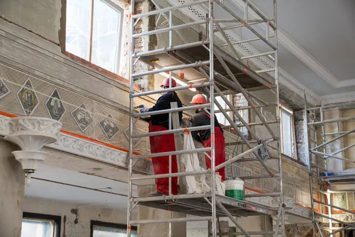 Kauno centrinio pašto rūmų restauracijos darbai / D. Matonio nuotr.
