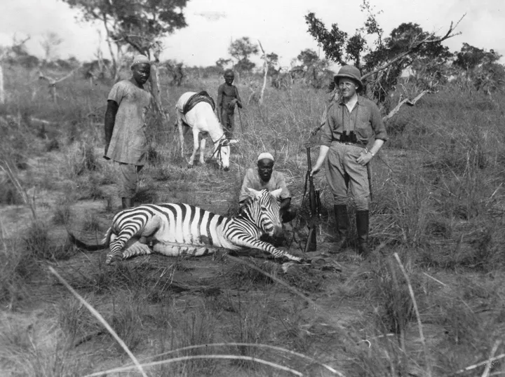 Medžioklės, kurioje veikiausiai dalyvavo ir grafas B. J. Tiškevičius, fotografija iš Felicijos albumo. Afrika, Sudanas (?). Nežinomas fotografas, XX a. I-oji pusė