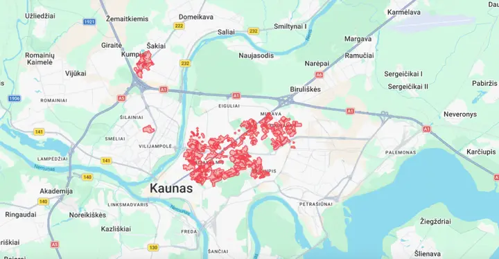 Gedimų žemėlapis / ESO nuotr.