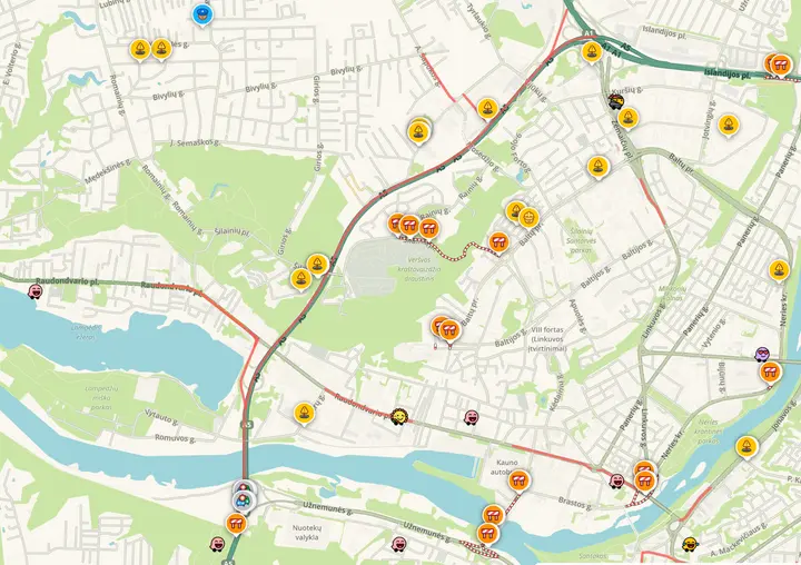 Spūstis A5 kelyje / Waze nuotr.