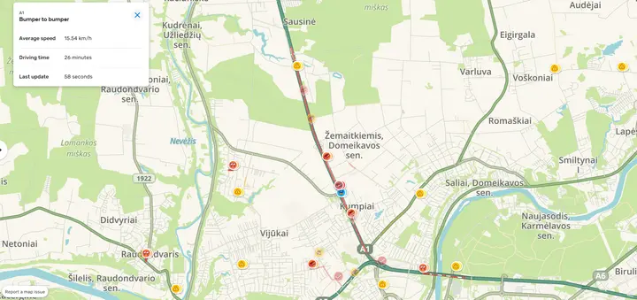 A1 kelias / „Waze“ nuotr.