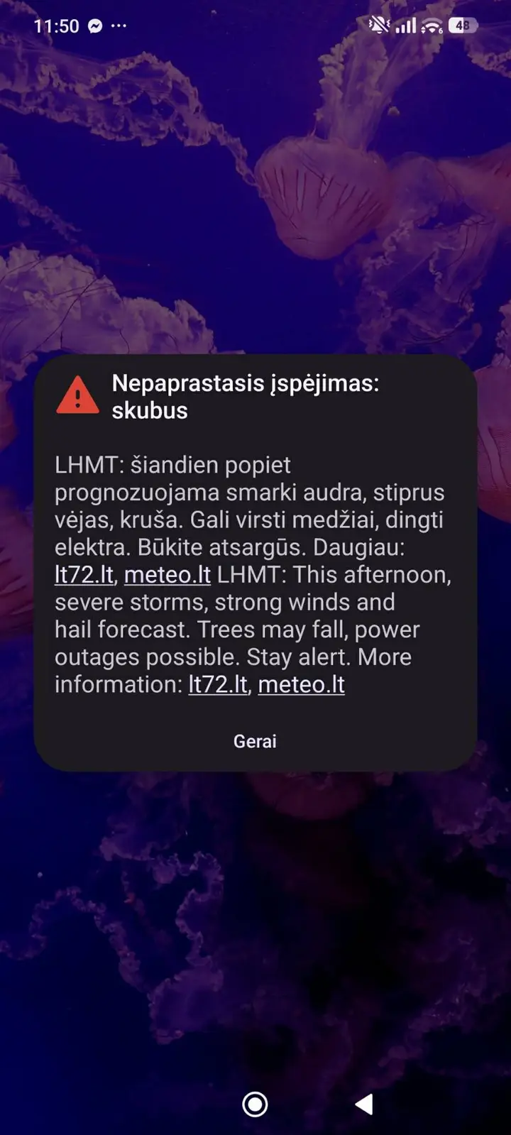 Skubus pranešimas / Skaitytojos nuotr.