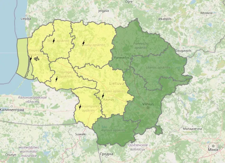 Artėjantys pavojingi reiškiniai