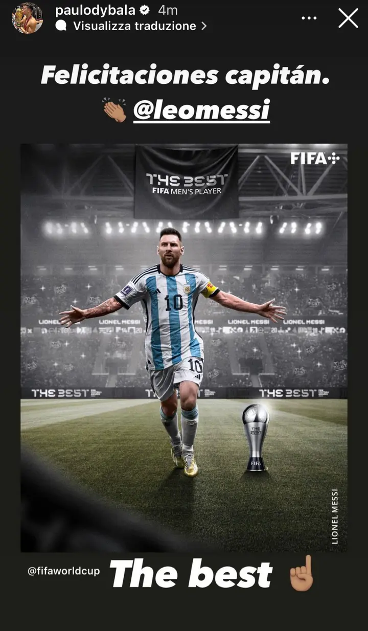 instagram dybala messi argentina best fifa awards