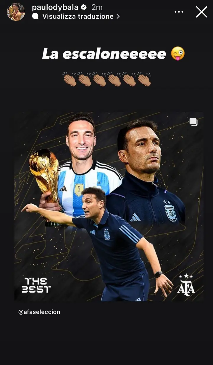 instagram dybala scaloni argentina best fifa awards