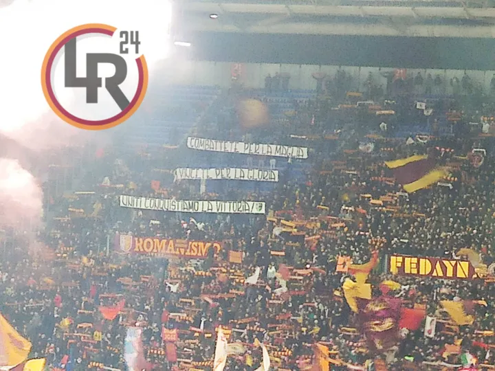 roma cremonese coppa italia striscione tifosi sud