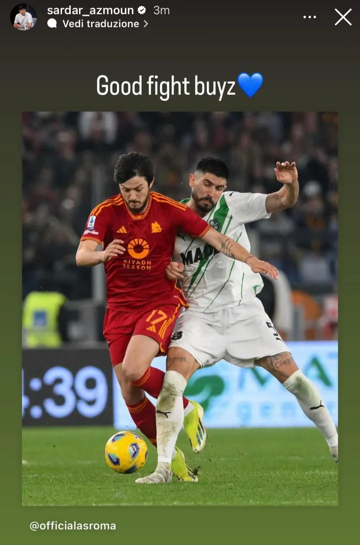 roma sassuolo instagram azmoun