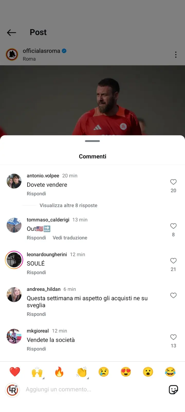 instagram commenti tifosi friedkin 2