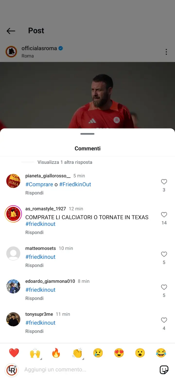 instagram commenti tifosi friedkin 4