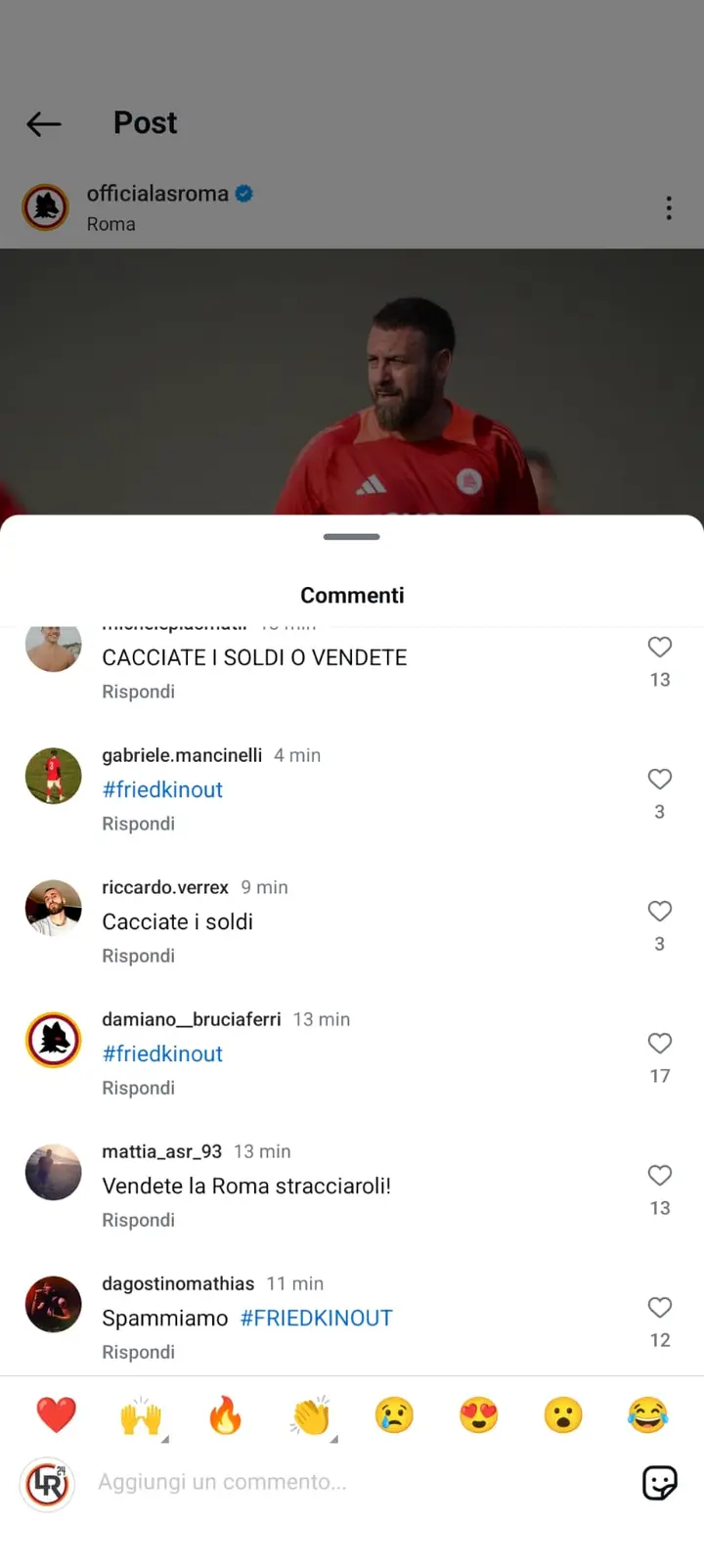 instagram commenti tifosi friedkin 6