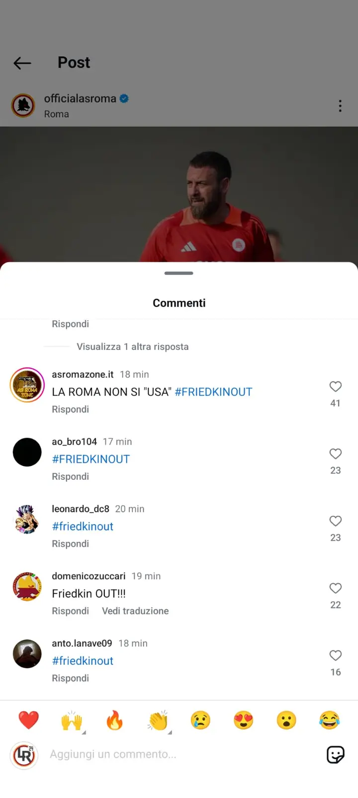 instagram commenti tifosi friedkin