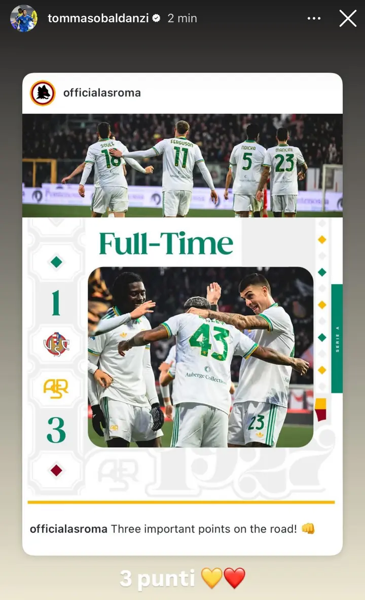 instagram baldanzi cremonese roma