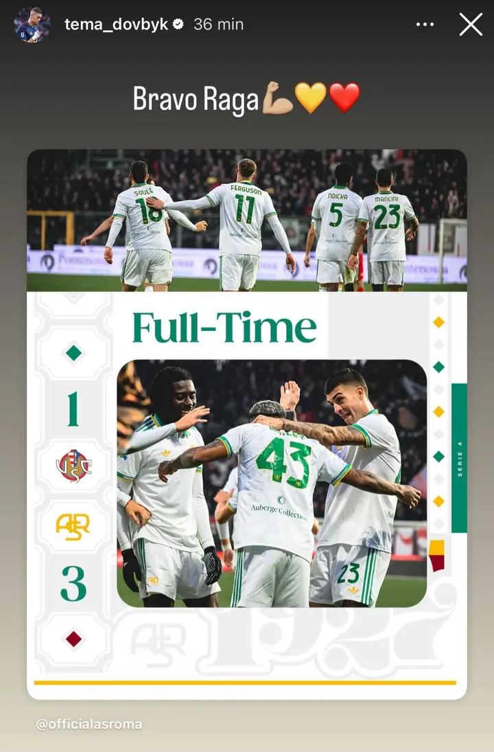 instagram dovbyk cremonese roma