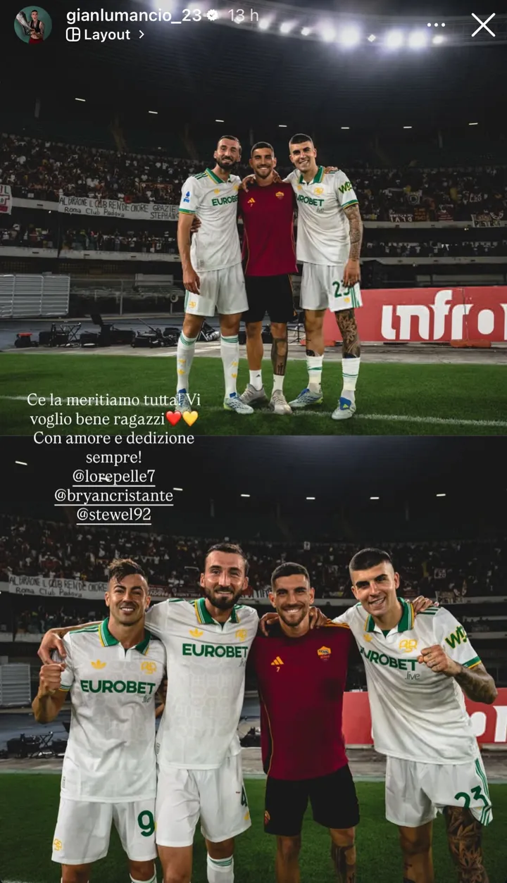 instagram mancini cristante pellegrini el shaarawy