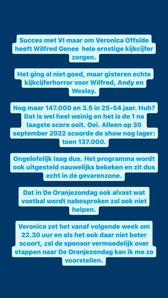 tina nijkamp laat wilfred genee schrikken met slechte cijfers voor veronica offside