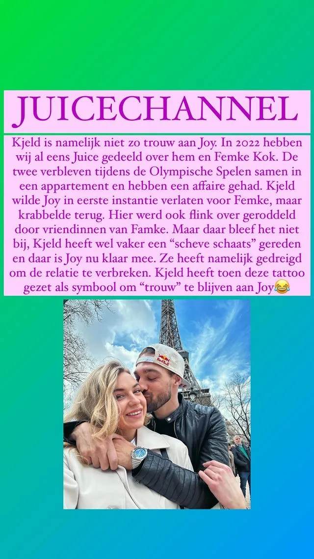 kjeld nuis laat verplicht een tattoo zetten voor joy beune