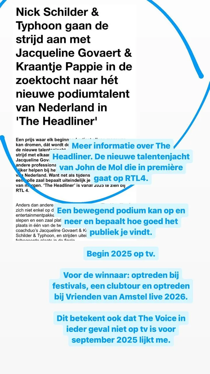 nieuwe talentenjacht the headliner gemaakt door john de mol