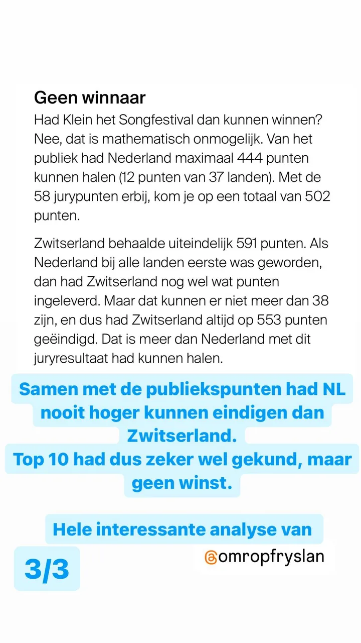 songfestival uitslag joost klein