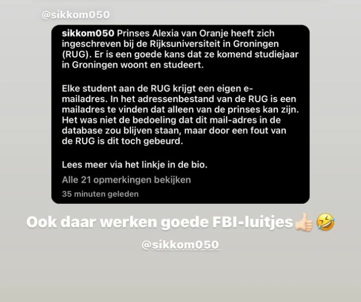 studiekeuze prinses alexia uitgelekt groningse studenten likken hun vingers nu al