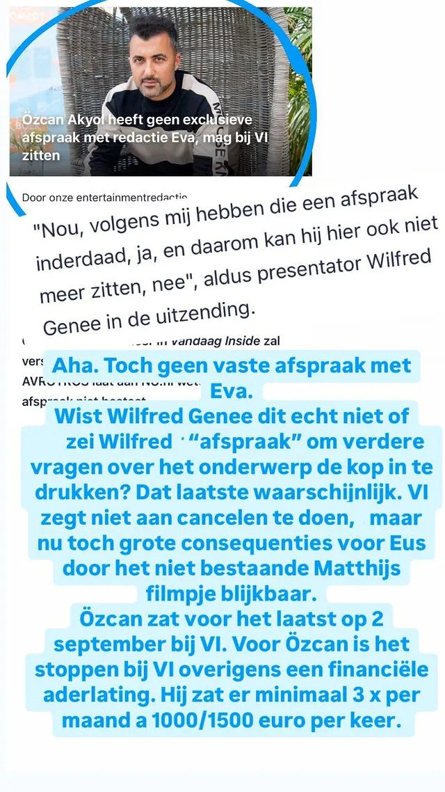 waarom is ozcan akyol niet meer te zien bij vandaag inside
