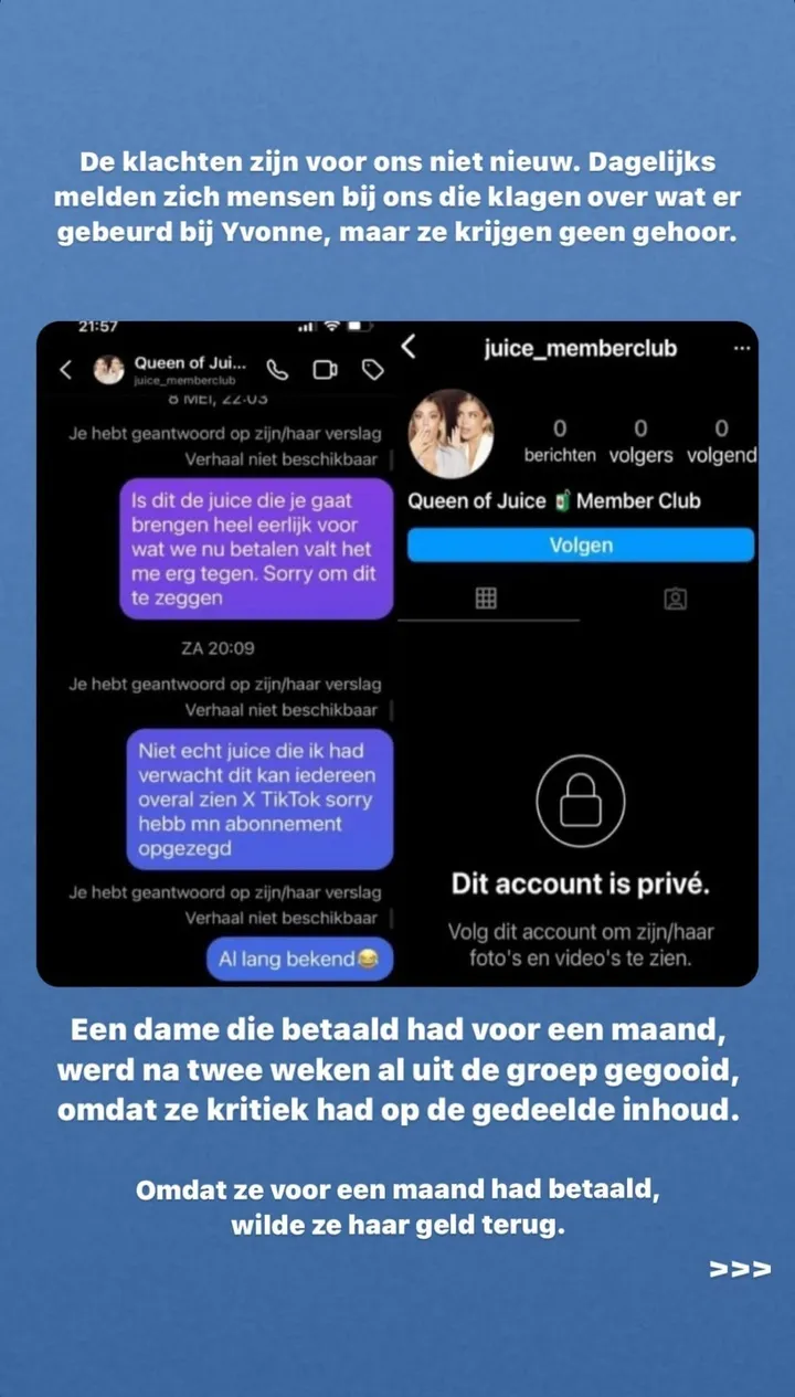 yvonne coldeweijer stelt flink teleur met betaalde zogenaamde juice