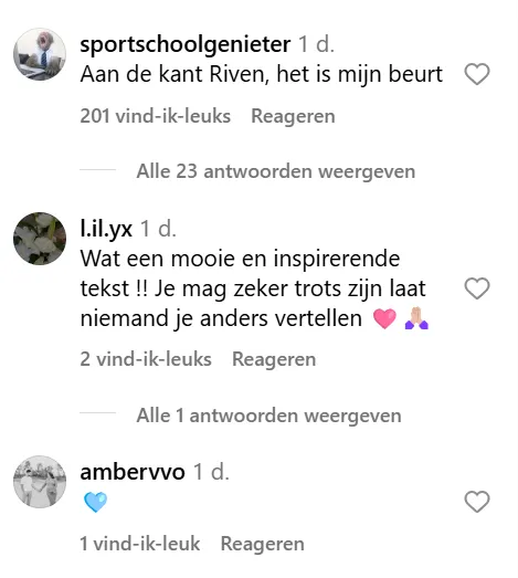 REacties op de post van Myron