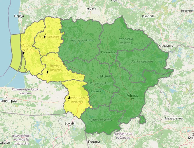 Perspėjimas dėl pavojingų reiškinių / Meteo.lt nuotr.