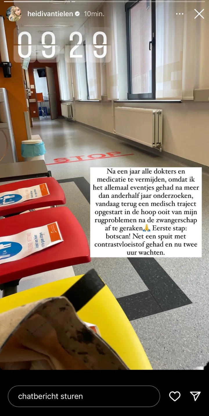 Instagramverhaal van Heidi Van Tielen