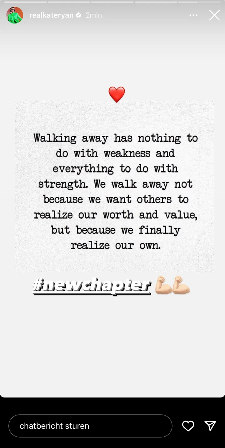 Instagramverhaal van Kate Ryan