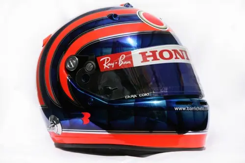 De helm die Barrichello geruild heeft met Tony Kanaan