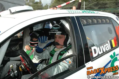 Francois Duval (hier te zien in de Fabia WRC) was de winnaar in de World Rally Kart