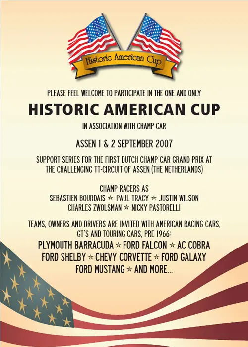 Historic American Cup tijdens Champ Car Grand Prix Assen