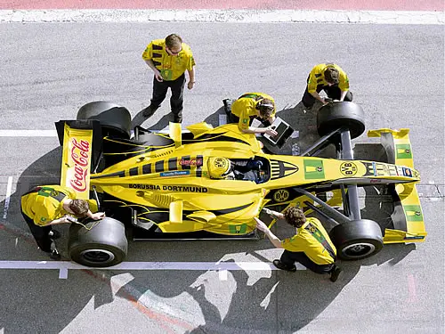 De Superleague Formula bolide van Borussia Dortmund