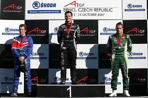 Podium na de A1GP sprintrace in Brno