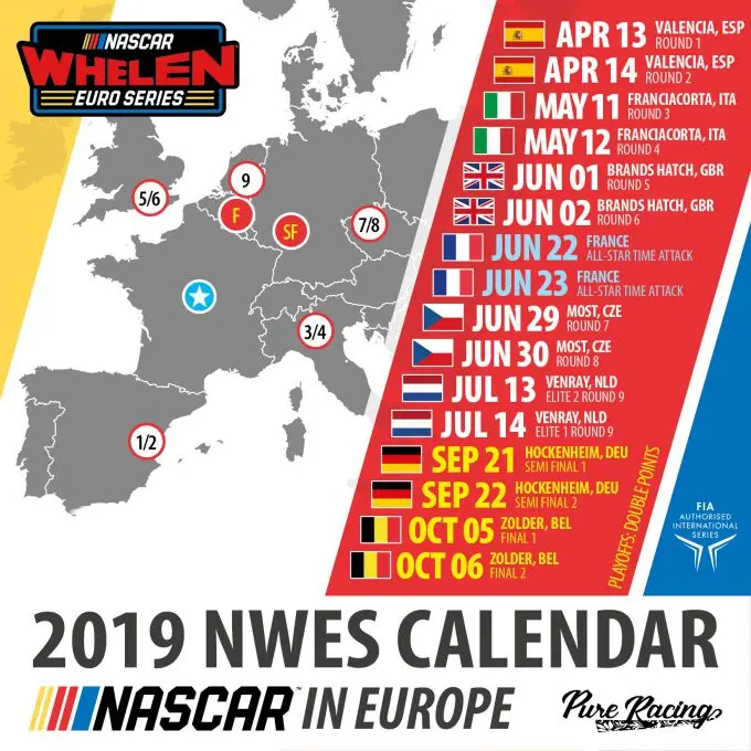 Nascar Whelen Euro Series 2019 calender