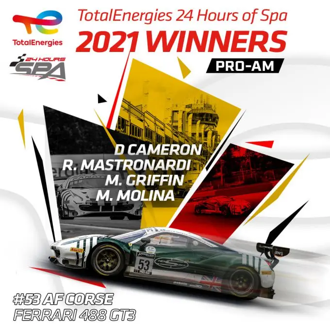 TotalEnergies 24 Hours of Spa 2021 winnaars ProAm Cup