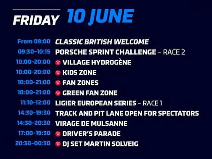 2022 Timing 2022 24H of Le Mans / tijdschema 24 uur van Le Mans