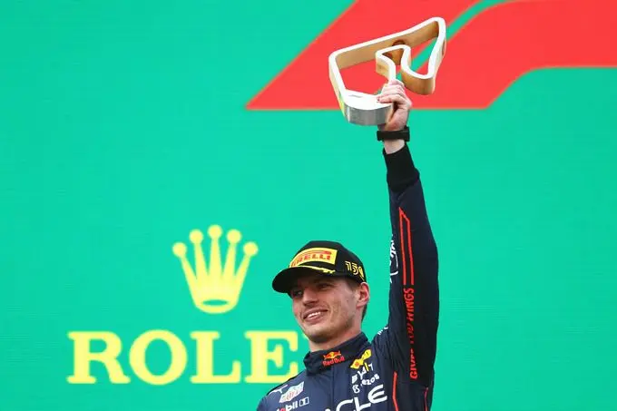 podium Max Verstappen