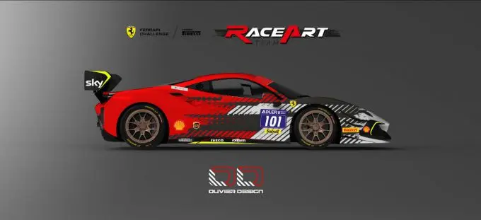 Team RaceArt-Kroymans Roger Grouwels Ferrari 488 Challenge EVO zijkant