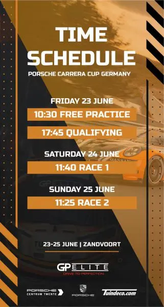 Porsche Carrera Cup Duitsland, Circuit Zandvoort Larry ten Voorde tijdschema