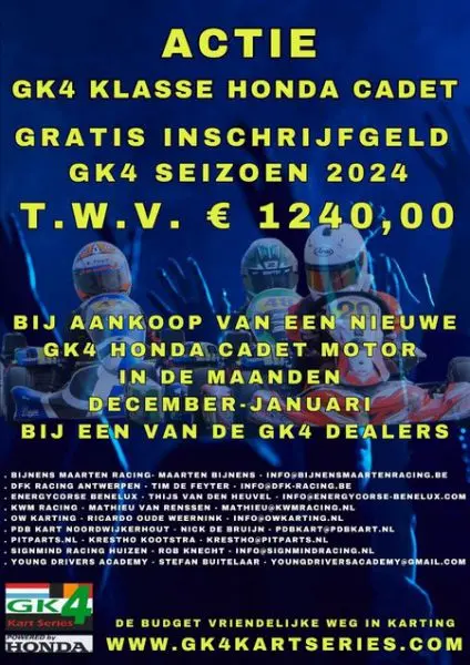 Strakke actie voor beginnende karters in de Honda Cadet-klasse