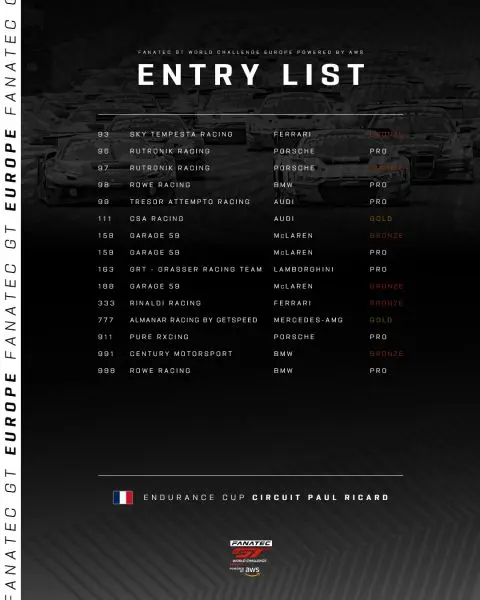 Fanatec_GT_World_Challenge_preview Paul Ricard 5 - 7 april 2024 Foto 9