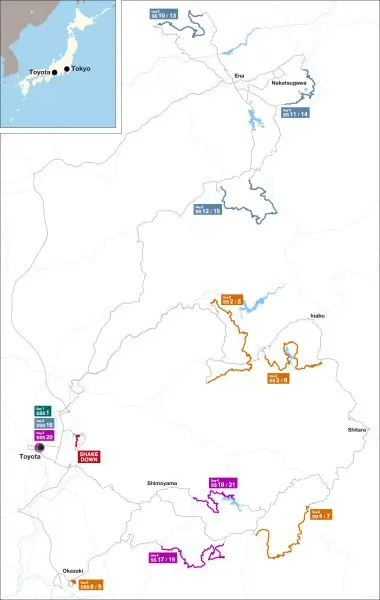 Landkaart FIA WRC Rally Japan 2024