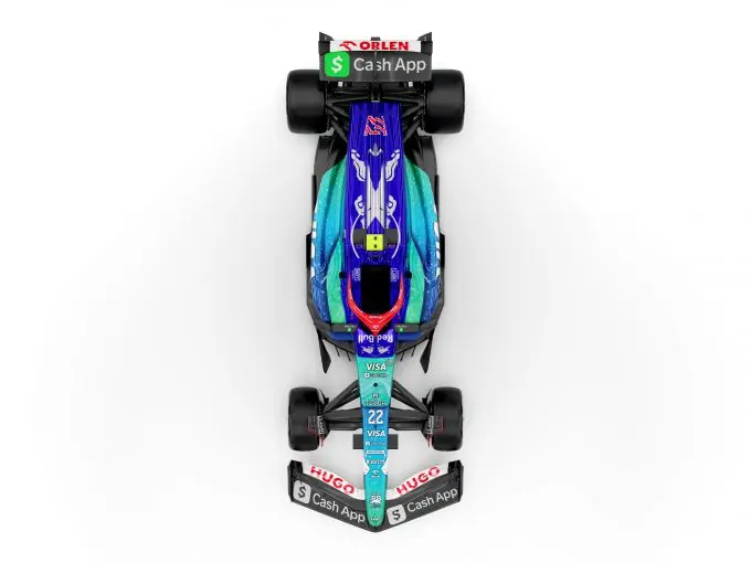 VCARB Racing Bulls glitterkleurstelling F1-Las Vegas Foto 5